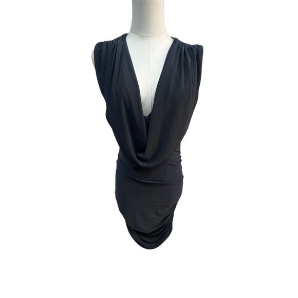 Alice + Olivia Dresses & Skirts - NWT Ramy Brook Black Draped Cowl Neck Ruched Mini Dress – Size Small